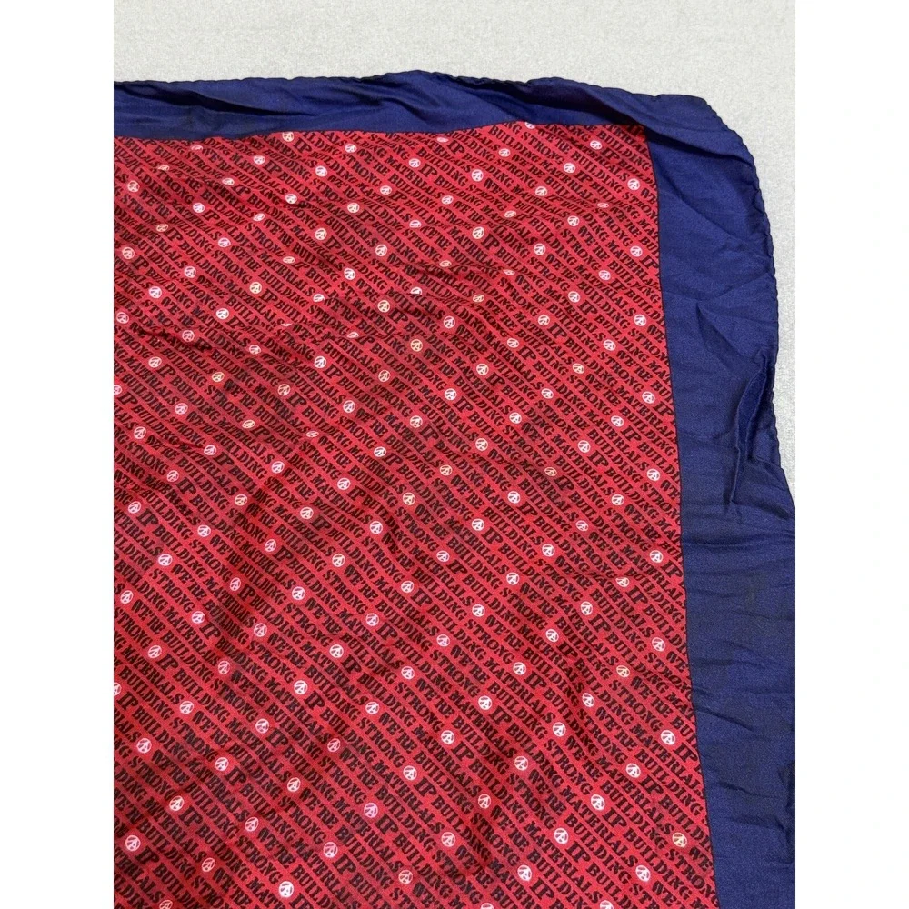 Vtg Scarf Made In Italy IP Building Materials 100% Silk Red‎ White Blue Font